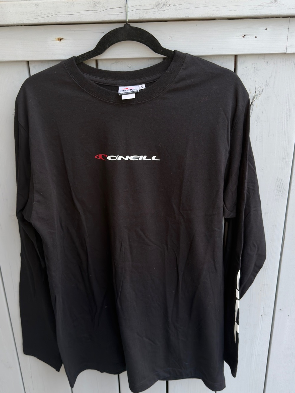 O'Neill Black Long Sleeve Tee with White & Red Logo